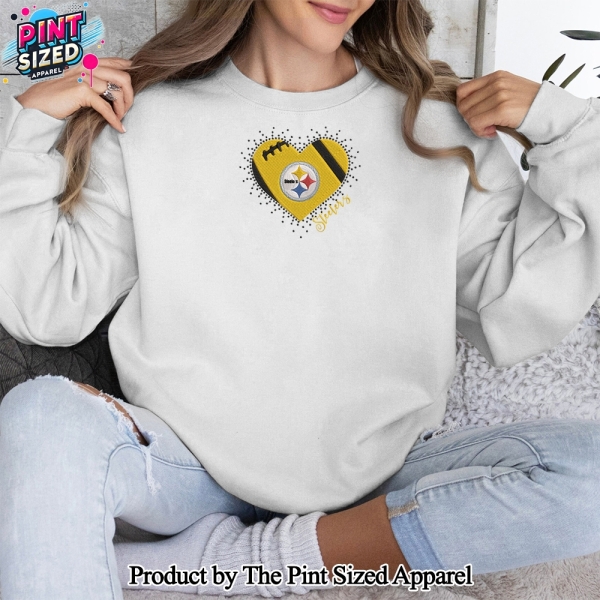 Heart Pittsburgh Steelers Pattern Embroidered Shirt