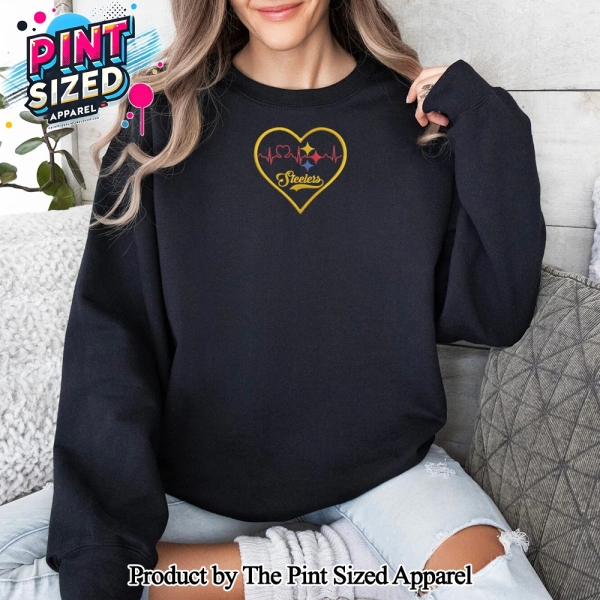The heartbeat of Pittsburgh Steelers For Fans Embroidered Sweatshirt
